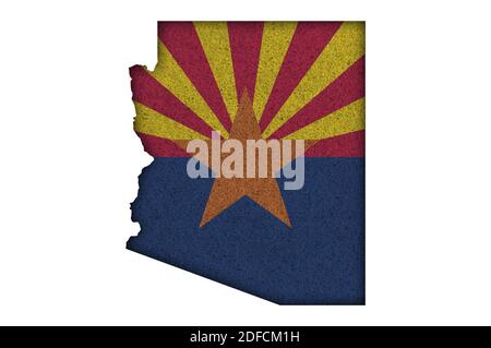 Karte und Flagge von Arizona auf Felt Stockfoto