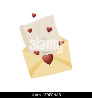 Liebesbrief mit Umschlag für Valentinstag. Vektorgrafik Stock Vektor