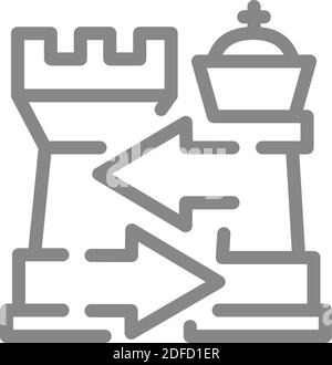 Rook und König Schachaustausch, Castling-Linie Symbol. Brettspiel, Tischunterhaltung Symbol Stock Vektor
