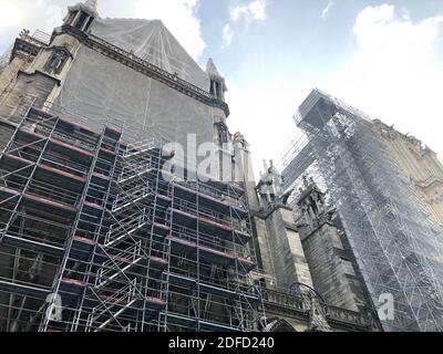 Restaurierung von notre-dame de paris Stockfoto