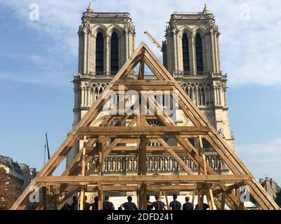 Restaurierung von notre-dame de paris Stockfoto