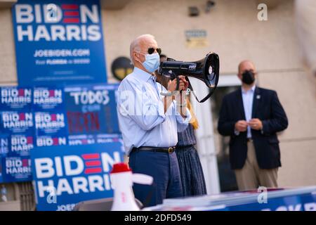 FORT LAUDERDALE, FL, USA - 29. Oktober 2020 - US-demokratischer Präsident Joe Biden bei einer Wahlbeteiligung in Fort Lauderdale, Florida, USA am 29. Oktober Stockfoto