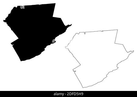 Monroe County, Commonwealth of Pennsylvania (U.S. County, United States of America, USA, U.S., US) Kartenvektordarstellung, Skizze Monroe Karte Stock Vektor