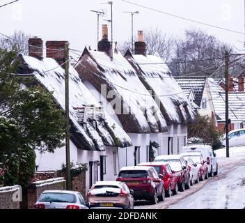 Schnee in Great Bardfield Braintree Essex. Für diesen Teil des Landes ist das schon früh Stockfoto