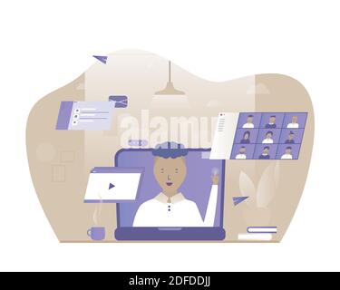 Ein Mann arbeitet zu Hause Online-Vektor Stock Vektor