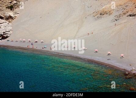 RETHYMNO, KRETA, GRIECHENLAND. Agios Pavlos Strand an der Südküste der Insel. Stockfoto