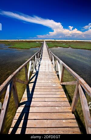 Der hölzerne Brücke in Vagia (Vaghia) Insel Lefkada (Lefkas) Insel, Ionisches Meer, Nordteil ("sieben Inseln"), Griechenland Stockfoto