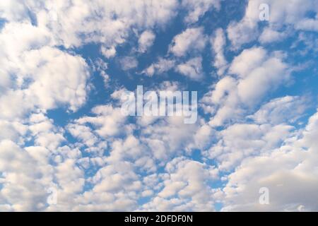 Herbstwolken schweben während der Dämmerung über dem Himmel East Village in New York Stockfoto