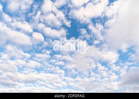 Herbstwolken schweben während der Dämmerung über dem Himmel East Village in New York Stockfoto
