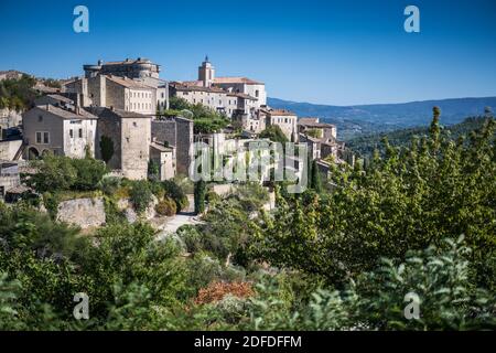 Luftaufnahme der Gordes, Provence, Frankreich, Europa. Stockfoto