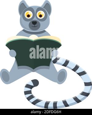 Symbol für Lemur beim Lesen von Büchern. Cartoon von Lemur Buch Vektor-Symbol für Web-Design auf weißem Hintergrund isoliert Stock Vektor