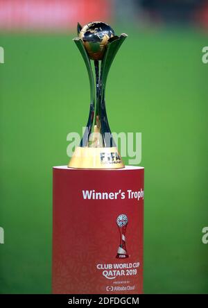 Datei Foto vom 21-12-2019 der FIFA Club World Cup Trophäe. Stockfoto