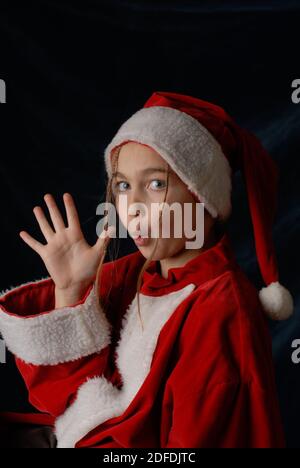 Krismas, noel, Natale, Baby, Ghirl, weihnachtsmann, babbo Natale, Bambina, Blondine Stockfoto