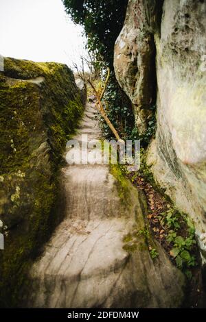 Externsteine Felsformationen, die auch als deutsche Stonehenge, im Teutoburger Wald, Deutschland Stockfoto