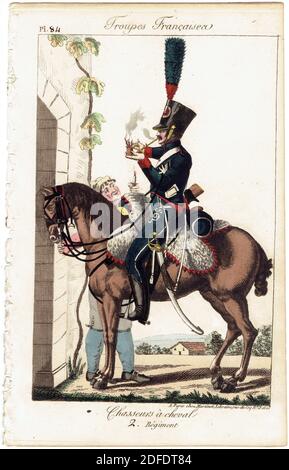 cavalier du 2e régiment de chasseurs à cheval 1er Empire, französische leichte Kavallerie unter dem Ersten Kaiserreich Stockfoto