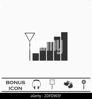 Symbol für Lautstärkeregelung flach. Schwarzes Piktogramm auf weißem Hintergrund. Vektorgrafik Symbol und Bonus-Taste Stock Vektor