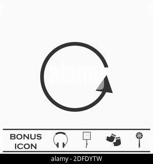 Aktualisieren Sie das Symbol für die Schleife der Neuladen-Drehung. Schwarzes Piktogramm auf weißem Hintergrund. Vektorgrafik Symbol und Bonus-Taste Stock Vektor