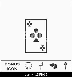 Spielkarten Symbol flach. Schwarzes Piktogramm auf weißem Hintergrund. Vektorgrafik Symbol und Bonus-Taste Stock Vektor