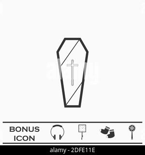 Sarg Ikone flach. Schwarzes Piktogramm auf weißem Hintergrund. Vektorgrafik Symbol und Bonus-Taste Stock Vektor