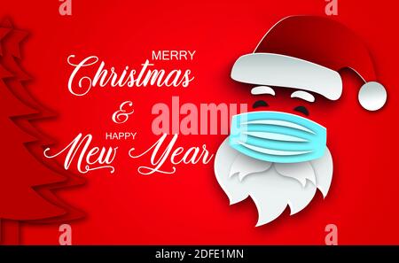 Frohe Weihnachten und glückliches neues Jahr maskierten Santa Stockfoto