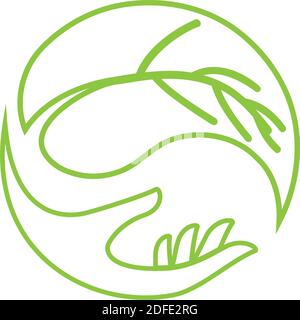 Hand, Blatt, Wassertropfen, Wellness, Naturheilkunde, Logo Stock Vektor