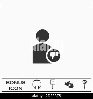 Avatar-Symbol flach nicht mögen. Schwarzes Piktogramm auf weißem Hintergrund. Vektorgrafik Symbol und Bonus-Taste Stock Vektor