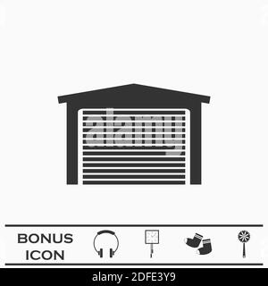 Garage Symbol flach. Schwarzes Piktogramm auf weißem Hintergrund. Vektorgrafik Symbol und Bonus-Taste Stock Vektor