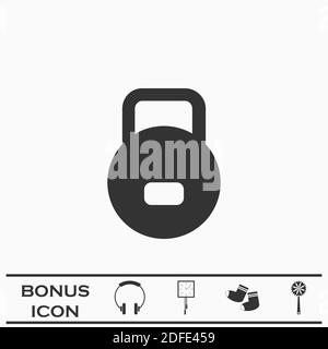 Kettlebell Icon flach. Schwarzes Piktogramm auf weißem Hintergrund. Vektorgrafik Symbol und Bonus-Taste Stock Vektor