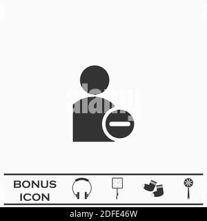 Benutzersymbol flach löschen. Schwarzes Piktogramm auf weißem Hintergrund. Vektorgrafik Symbol und Bonus-Taste Stock Vektor