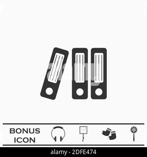 Ordnersymbol flach. Schwarzes Piktogramm auf weißem Hintergrund. Vektorgrafik Symbol und Bonus-Taste Stock Vektor