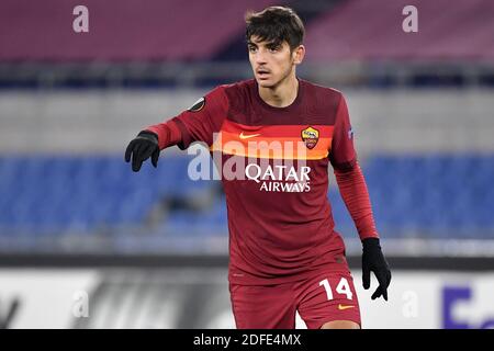 Rom, Italien. Dezember 2020. Gonzalo Villar von AS Roma reagiert während der Europa League Group ein Fußballspiel zwischen AS Roma und Young Boys im Stadio Olimpico in Rom (Italien), 3. Dezember 2020. Foto Antonietta Baldassarre/Insidefoto Kredit: Insidefoto srl/Alamy Live News Stockfoto