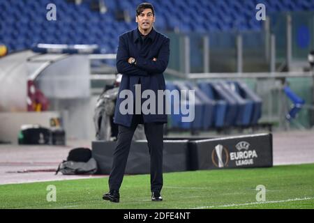 Rom, Italien. Dezember 2020. Paulo Fonseca Trainer von AS Roma während der Europa League Group ein Fußballspiel zwischen AS Roma und Young Boys im Stadio Olimpico in Rom (Italien), 3. Dezember 2020. Foto Antonietta Baldassarre/Insidefoto Kredit: Insidefoto srl/Alamy Live News Stockfoto