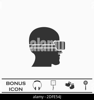 VR-Symbol flach. Schwarzes Piktogramm auf weißem Hintergrund. Vektorgrafik Symbol und Bonus-Taste Stock Vektor