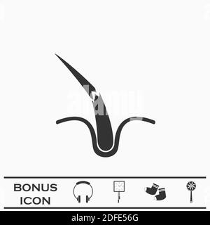 Symbol für Haarlampe flach. Schwarzes Piktogramm auf weißem Hintergrund. Vektorgrafik Symbol und Bonus-Taste Stock Vektor