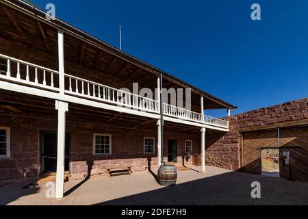 Innenhof von Winsor Castle im Pipe Spring National Monument, Arizona, USA Stockfoto