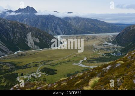 Sealy Trans Trail im Mt Cook Nationalpark Stockfoto