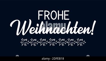 Frohe Weihnachten Zitat in Deutsch als Logo oder Header. Übersetzte Frohe Weihnachten. Festschrift für Plakat, Karte, Einladung. Stock Vektor