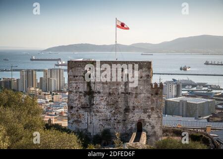 Die Maurische Burg, Gibraltar, Europa. Stockfoto