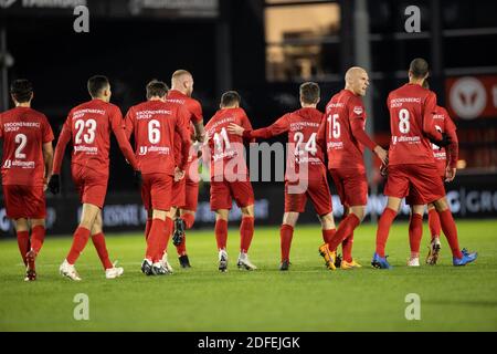 Almere, Niederlande. Dezember 2020. ALMERE, 04-12-2020, Yanmar Stadion, Saison 2020/2021, Niederländischer Fußball Keuken Kampioen Divisie. Almere City FC feiert 1:1 während des Spiels Almere City - Jong Utrecht Credit: Pro Shots/Alamy Live News Stockfoto