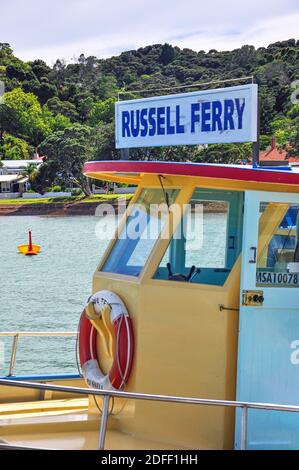 Russell ferry Wharf, Russell, Bay of Islands, Region Northland, Nordinsel, Neuseeland Stockfoto