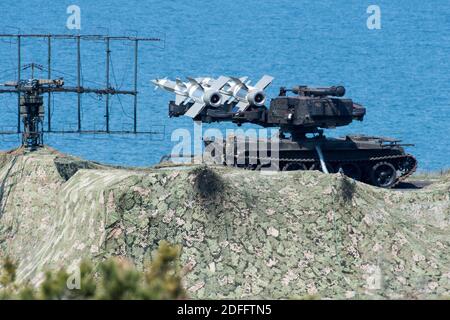 S-125 Neva/Pechora (NATO SA-3 Goa) Sowjetisches Boden-Luft-Raketensystem im Testgelände in Ustka, Polen. 8. Juni 2020 © Wojciech Strozyk / Alamy S Stockfoto