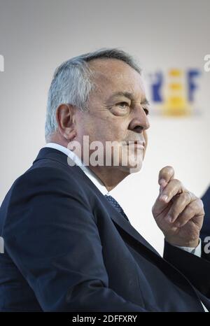 Antoine Frerot, Leiter des französischen internationalen Wasser- und Versorgungskonzerns Veolia Environnement, während einer Sitzung des MEDEF-Sommertreffens des Arbeitgeberverbands Medef im Pferdesportkomplex Longchamp in Paris am 27. August 2020. Foto von Eliot Blondt/ABACAPRESS.COM Stockfoto