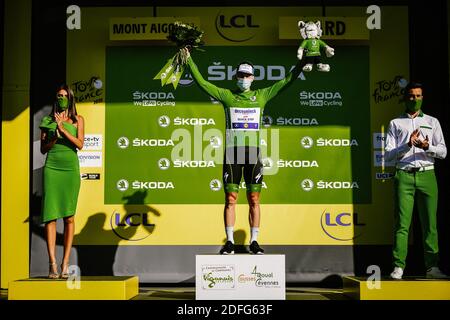 Handout. Sam BENNETT (DECEUNINCK - SCHNELL - SCHRITT) nach der 5. Etappe der Tour de France 2020, Le Teil / Mont Aigoual in Frankreich am 3. September 2020. Foto von Pauline Ballet/ASO via ABACAPRESS.COM Stockfoto