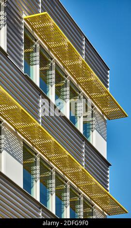 Hier östlich das ehemalige Pressezentrum im Olympiapark. Architekt: Hawkins/Brown. Stockfoto