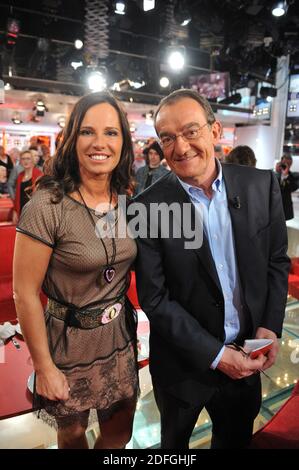 Datei Foto Nathalie Marquay und Jean-Pierre Pernaut bei der Aufnahme von Vivement Dimanche am 14. März 2012 in Paris, Frankreich. Foto von Max Colin/ABACAPRESS.COM Stockfoto