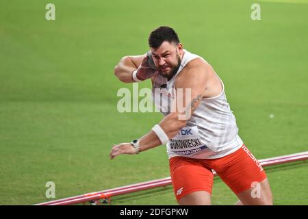 Konrad Bukowiecki (Polen). Kugelstoßen Männer Finale. IAAF Leichtathletik WM, Doha 2019 Stockfoto