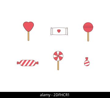 Sammlung von Süßigkeiten Symbol Designs Stock Vektor