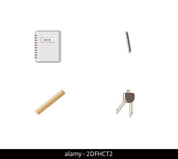 Schulbedarf Icon Design Set Stock Vektor