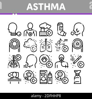 Symbole Für Die Sammlung Von Asthma-Kranken Allergen Set Vector Stock Vektor