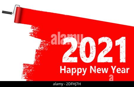 eps-Vektordatei mit rot gefärbtem Farbwalzenkonzept für Neujahrsgrüße 2021 Stock Vektor